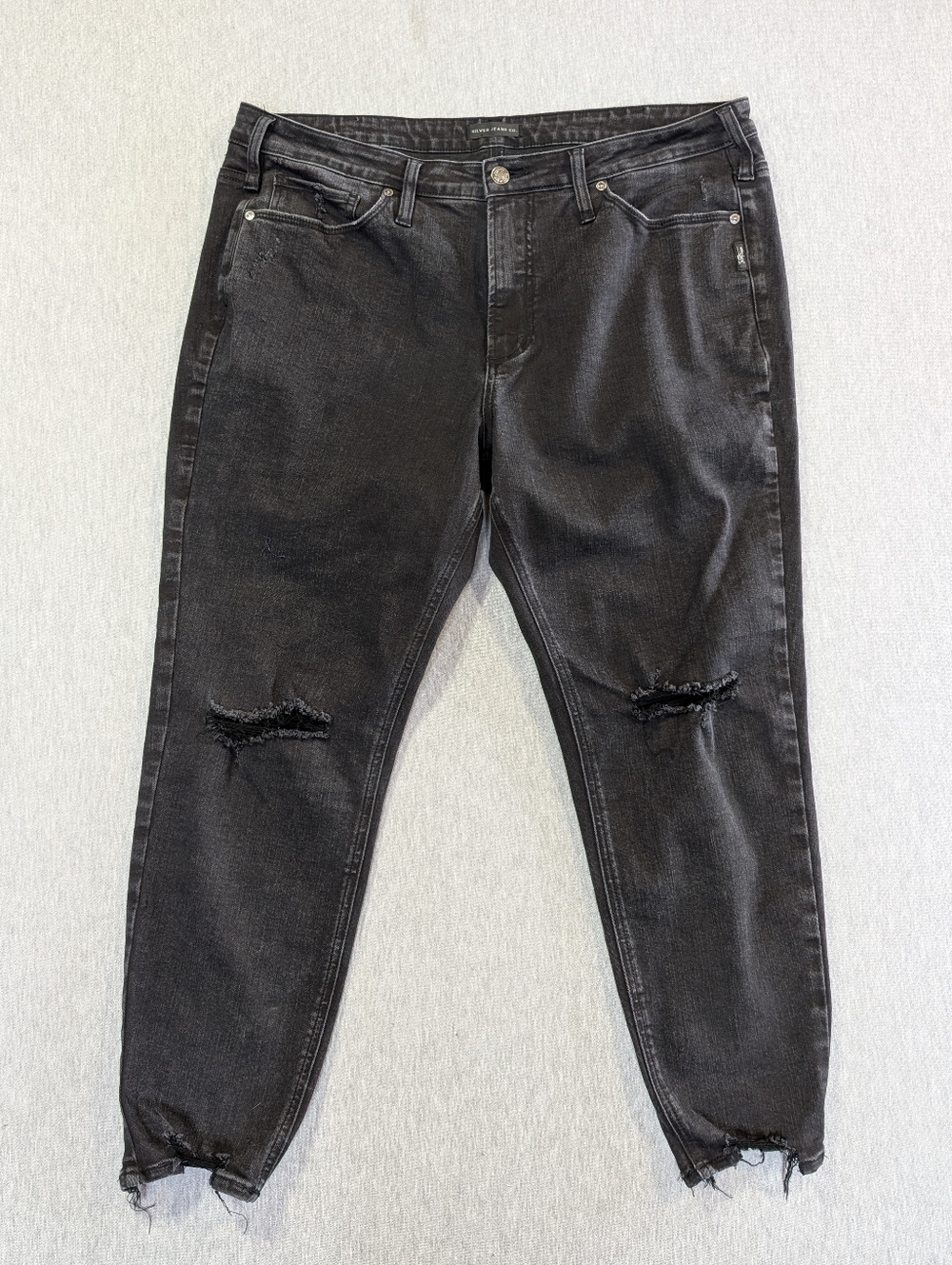 Silver Jeans Most Wanted Skinny Jeans Women's 18/27 Black Destroyed